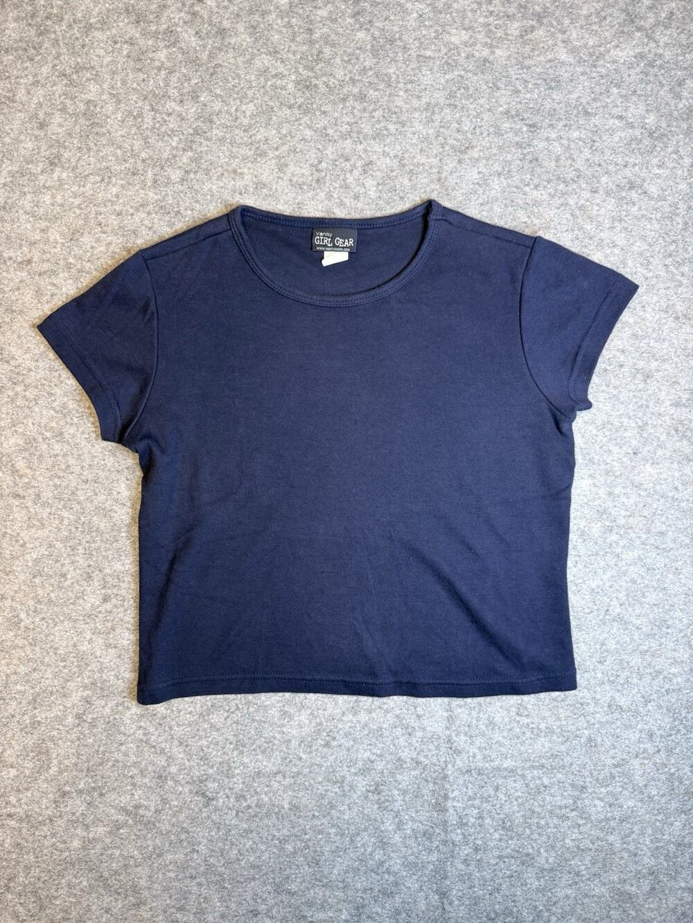 Vintage Vanity Girl Gear T-Shirt Navy Blue Women's Size L Y2K 90s Mallcore Tee